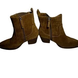 Universal Thread Women's Western Boots Tan Brown Faux Suede Leather Size 8.5